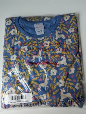 NWT Hanna Andersson Unicorn Floral Dress Blue Long Sleeve - Girls 10